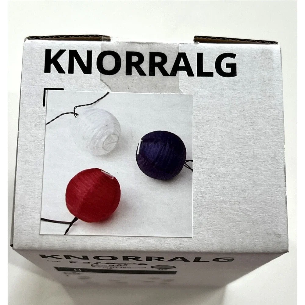IKEA Knorralg Solvinden LED String Light, 12 Lights Red Blue White July 4th New